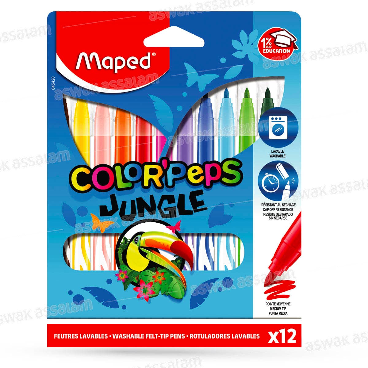12 Feutres Lavables Color'peps Jungle Maped