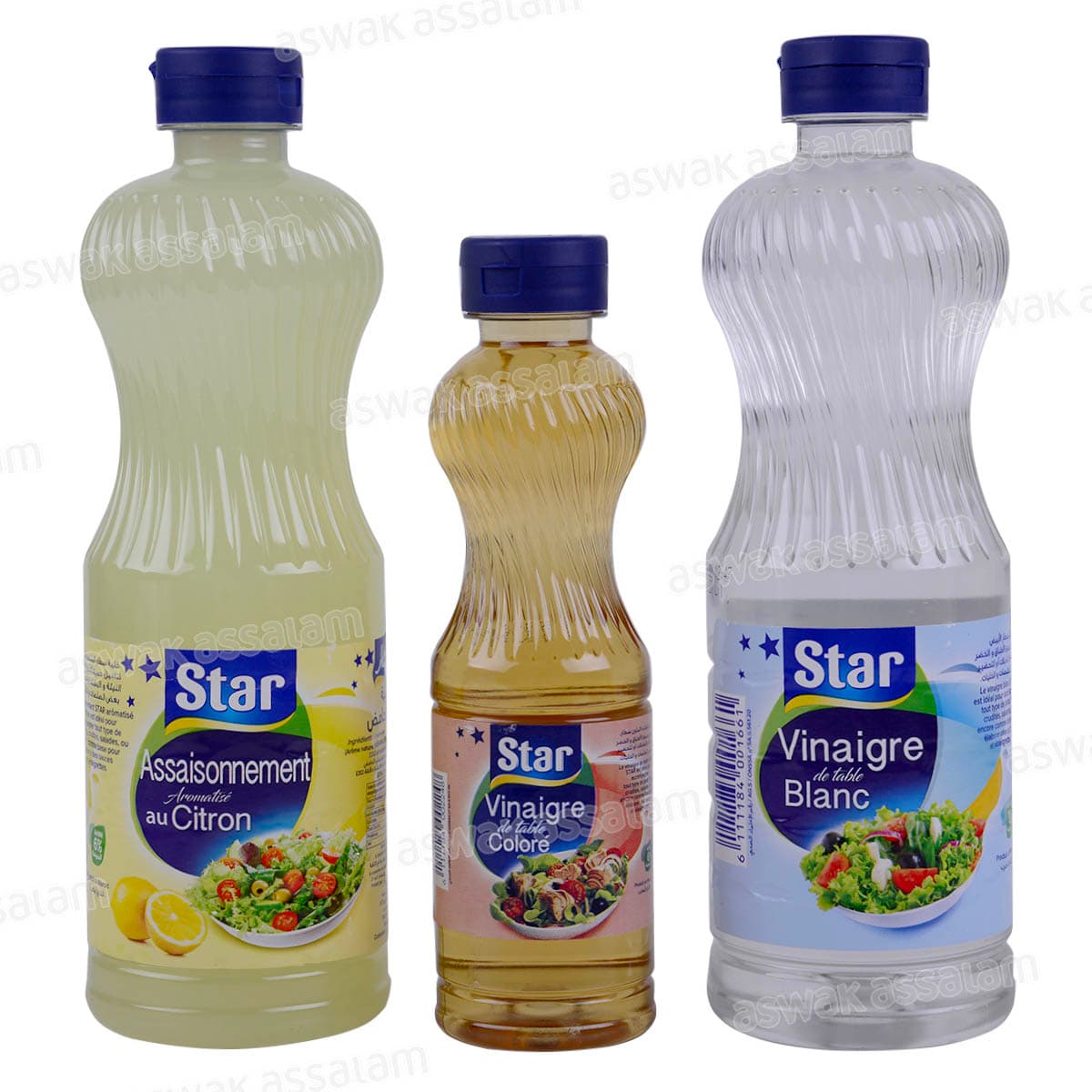 Lot de Vinaigre Citron 50cl + Vinaigre Blanc 50cl + Vinaigre 20cl Star
