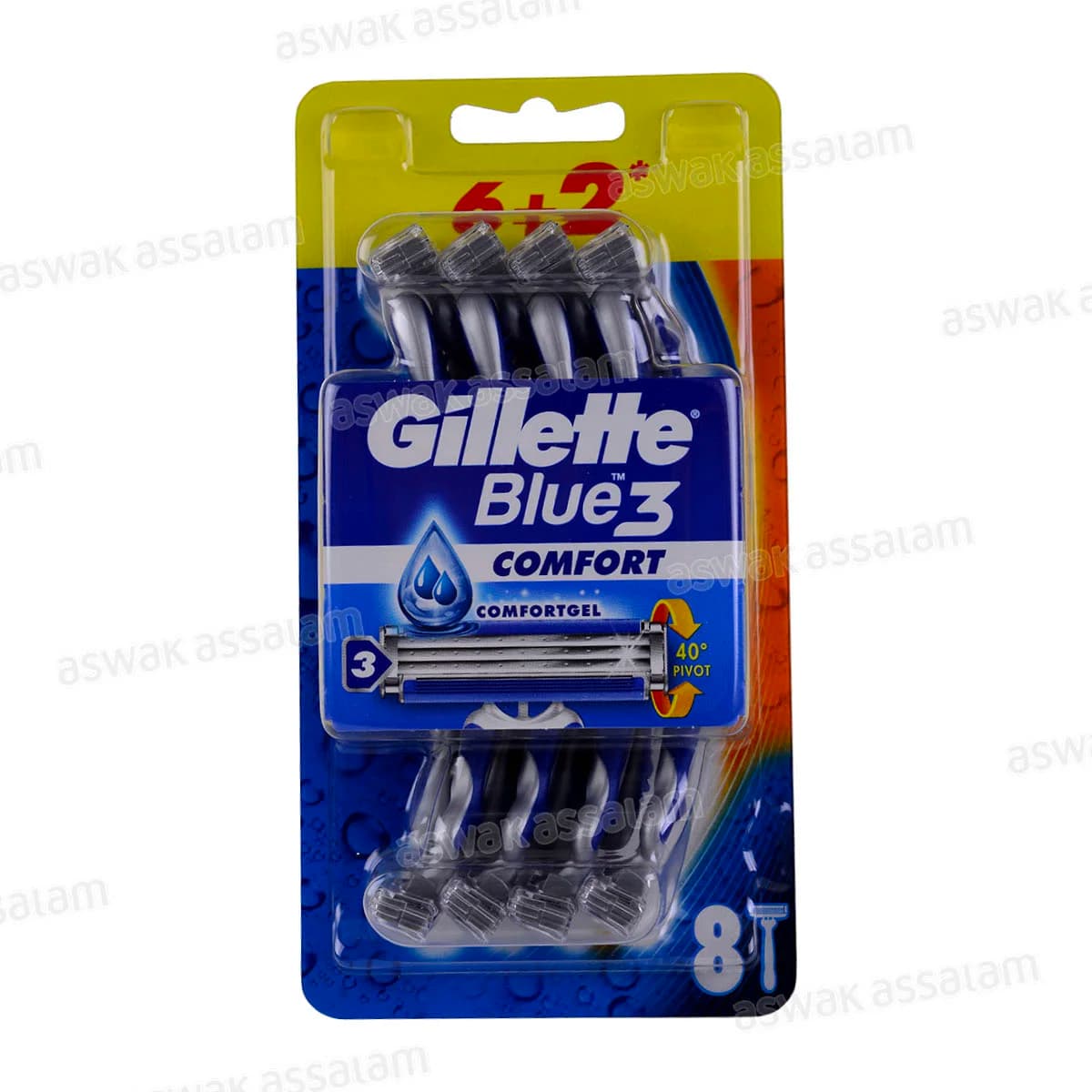 Rasoir Blue 3 Comfort 6 Unites + 2 Gratuites Gillette