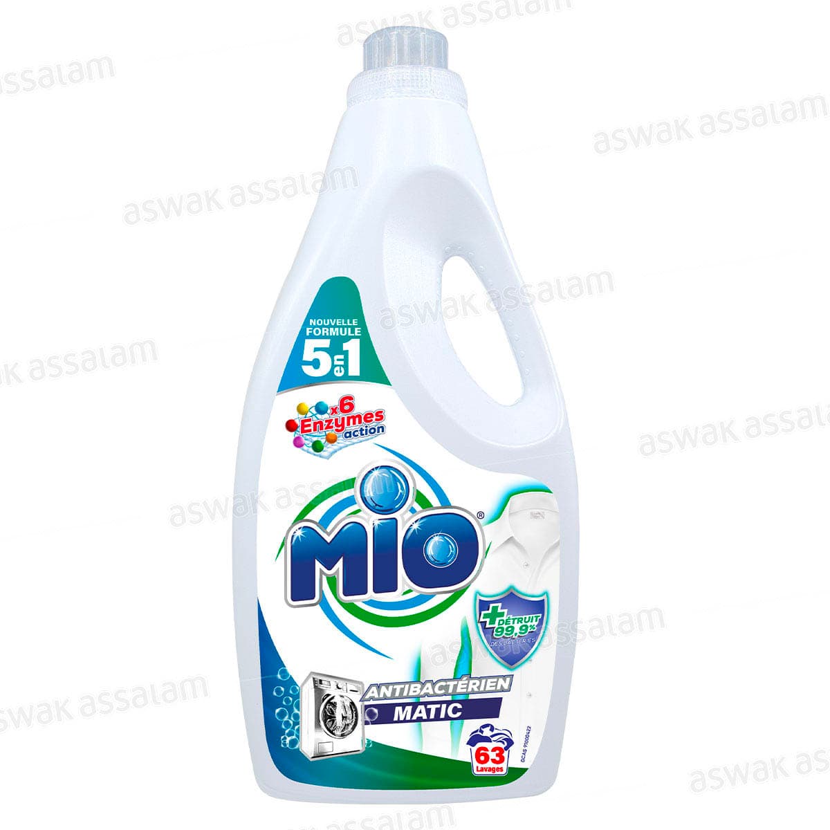 Lessive Liquide Antibacterien 5 en 1 3l Mio