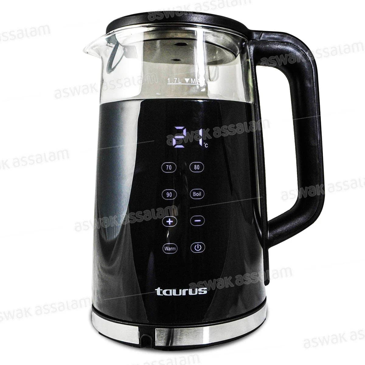 Bouilloire en Verre 1,7l 2000w Noir Eos Glass Digital Taurus