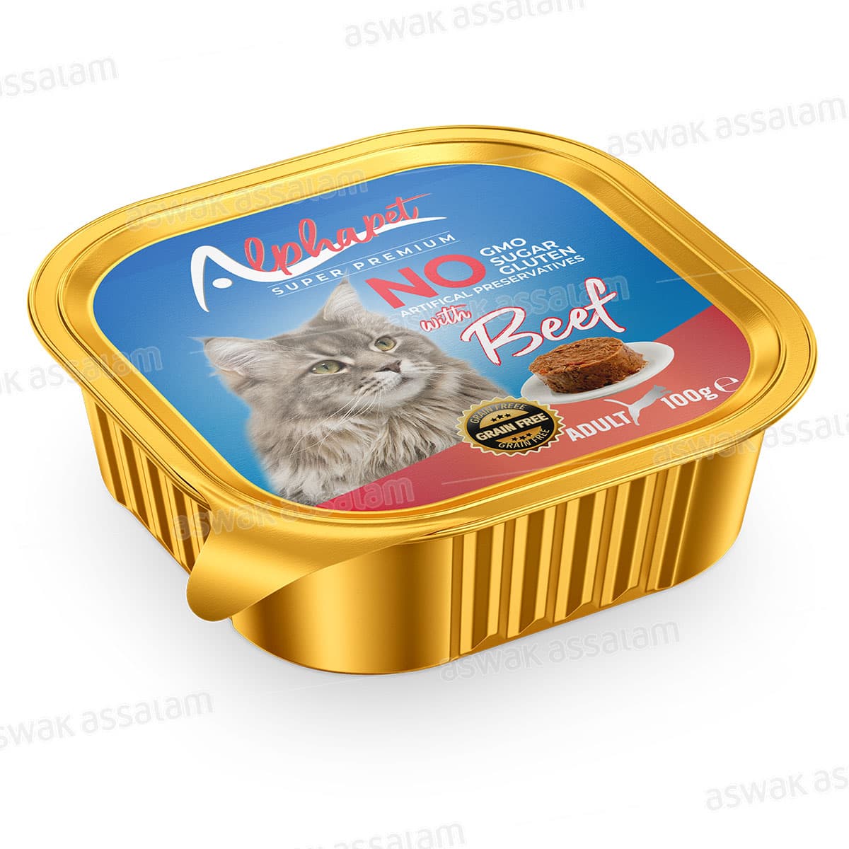 Barquette Pate Boeuf pour Chat Adulte 100g Alphapet