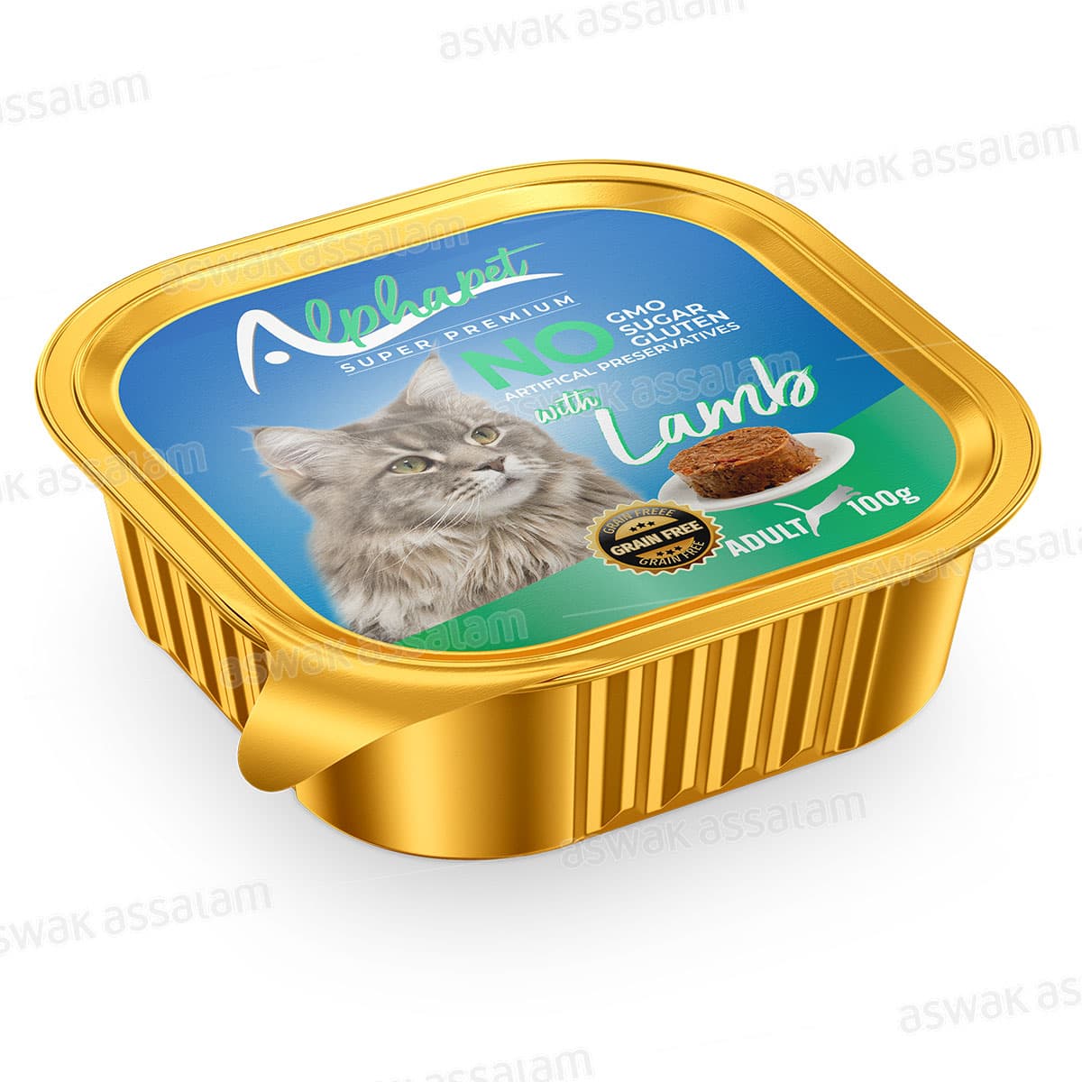 Barquette Pate Agneau pour Chat Adulte 100g Alphapet