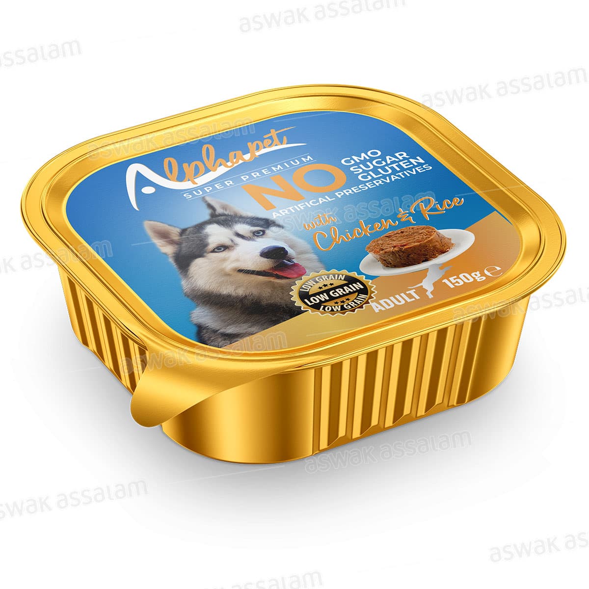 Barquette Pate Poulet et Riz pour Chien Adulte 150g Alphapet