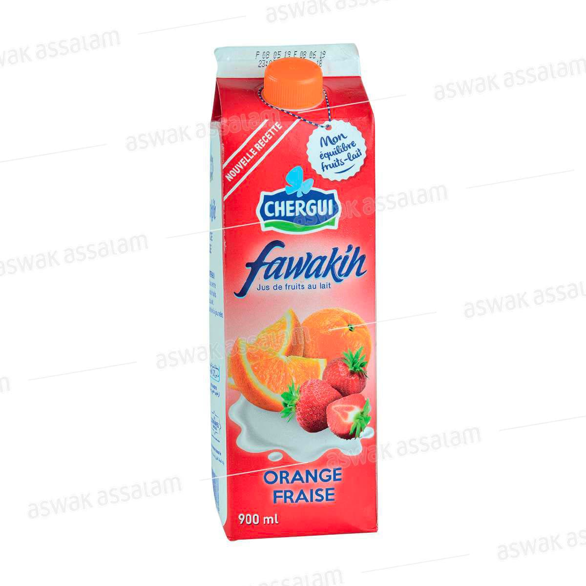 Jus Fawakih Lait Orange/Fraise 0% 900ml Chergui