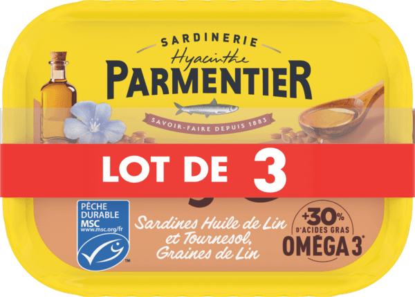 Sardines Entières à L'huile de Lin et Tournesol et Graines de Lin Parmentier
