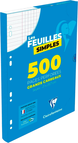 500 Feuilles Simples Perforées sous Étui Clairefontaine