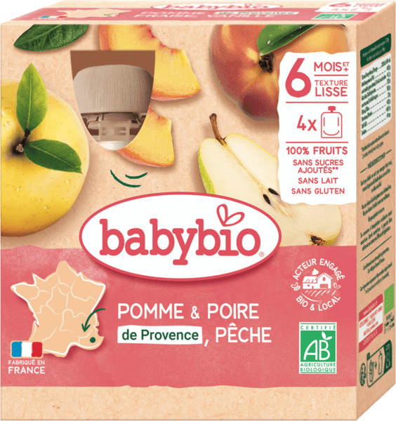 Gourdes Pomme & Poire de Provence, Pêche Babybio