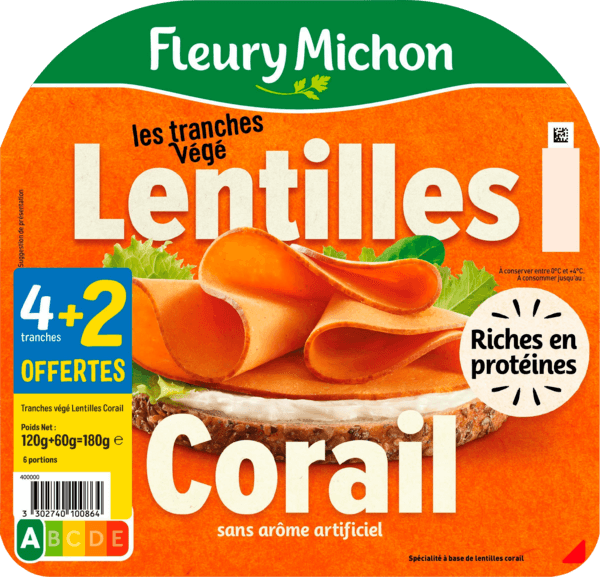 Tranches Végétales Lentilles Corail Fleury Michon