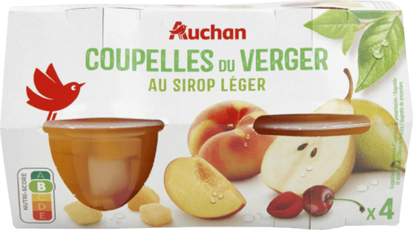 Coupelles du Verger Fruits Sirop Auchan