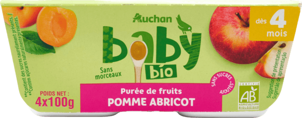 Petits Pots Desserts Pomme Abricot Auchan Baby Bio