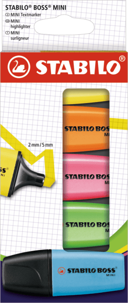 Lot de 5 Surligneurs Boss Mini Stabilo