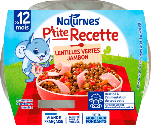 P'tite Recette Lentilles Vertes et Jambon Naturnes