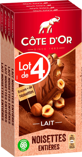Tablette Chocolat Lait Noisettes Côtes D'or
