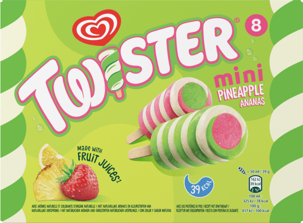 Mini Glace à L'eau Ananas Fraise Citron Twister
