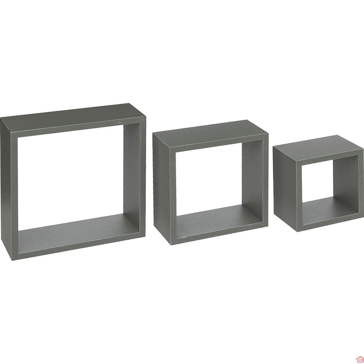 Lot de 3 Étagères Murales Cubes Décoratives en Mdf Vert de Gris 15, 20 et 25 Cm