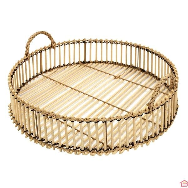 Plateau Déco en Bambou "Tressage" 40cm Naturel