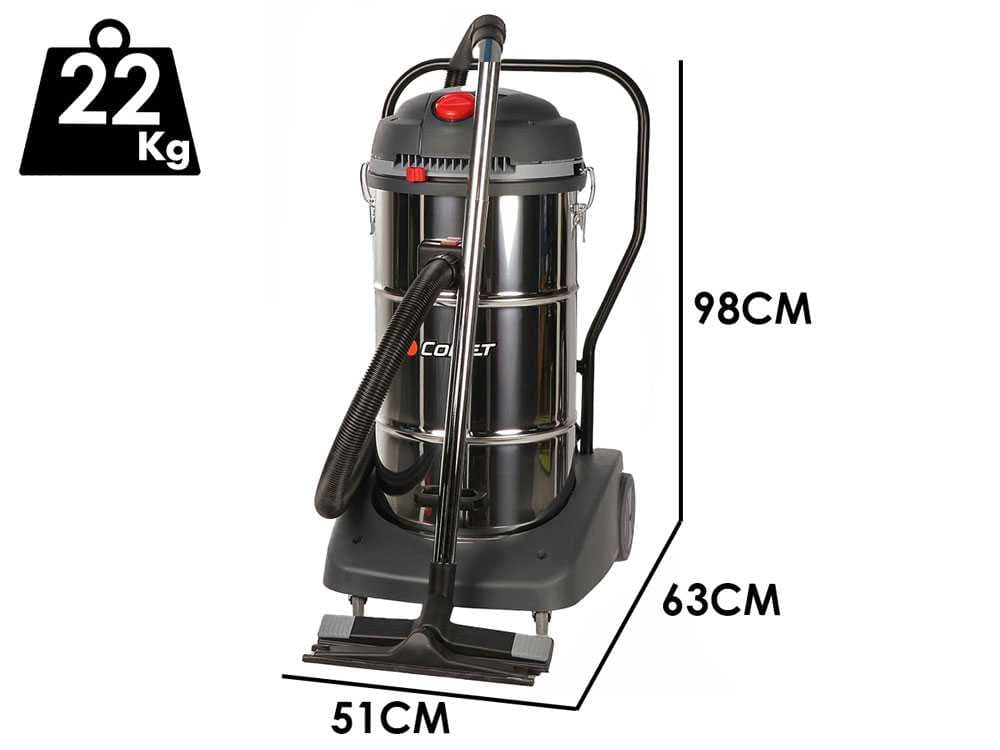 Comet CVP 365 XB – Aspirateur multifonctions – 65 L – Bidon en acier – Poussières et liquides – Inox – Cuve amovible