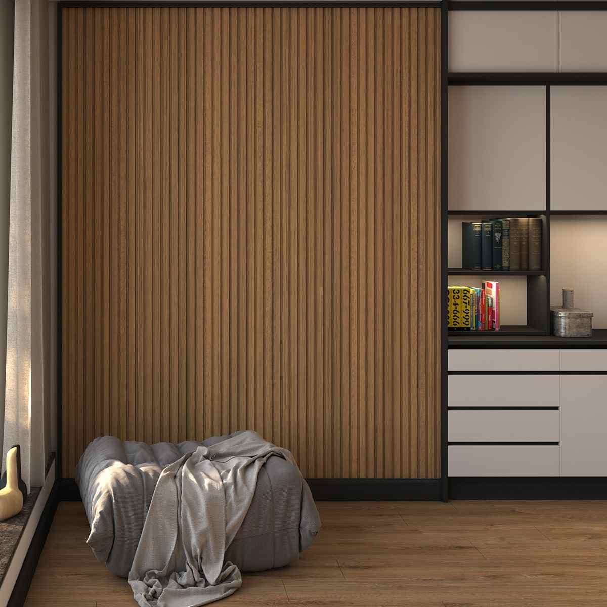 Panneau Mural en Bardage Wp09 Mdf 1070 Noyer Clair 145*2800*18mm