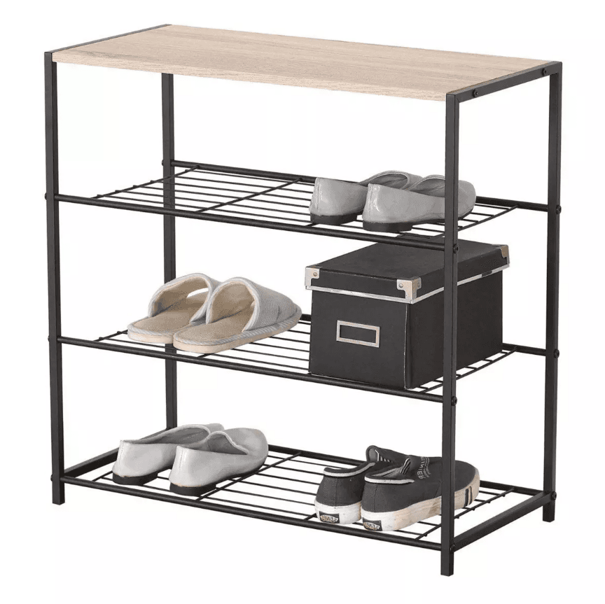 Etagere A Chaussures 4 Niveaux Metal Noir D63*30*63 - Tab23b23