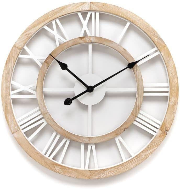 Horloge Murale Ronde Bois Chiffre Romain D49.5*3.5*49.5cm-C3h1013