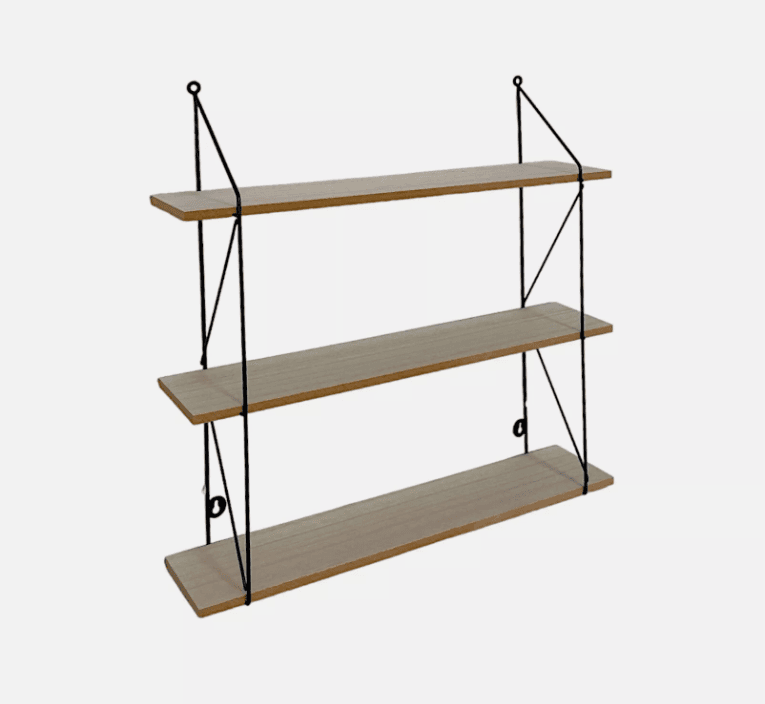 Etagere Flottantes Modernes Bois 3 Niv Fil Metallique D50*12*50cm-Sf-19819-3