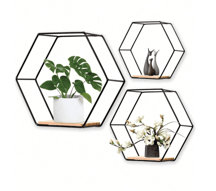 Lot de 2 Etagéres Murales Hexagonales-Sf-3027-2