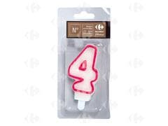 Bougie d'anniversaire chiffre 4 Carrefour Home 1 unité.