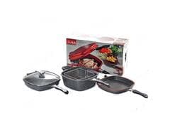 Ensemble de Poêles Antiadhésives Gris Granit pour Multicuiseufriture 7 pièces