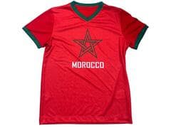 T-shirt Homme Rouge Morocco Étoile Frontale Col V Vert CDM26
