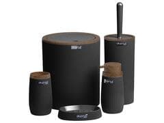 Set de Salle de Bain Rond Rayé Bois Noir Okyanus 5 unités