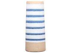Vase en Porcelaine Haut Rayures Bleu Blanc Kasa 25cm