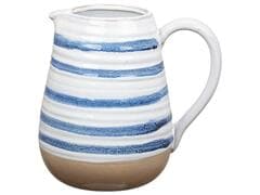 Vase Pichet en Porcelaine Rayures Bleu Blanc Kasa 20cm