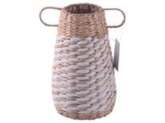 Vase Décoratif en Paille Blanc/Ecru à Anses Kasa 24 cm