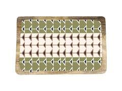 Plat à Servir Rectangulaire Porcelaine et Bois Vert Blanc Kasa 30x20 cm