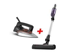 Aspirateur Balai sans Fil Violet Rowenta avec Fer à Repasser Tefal 1200 W