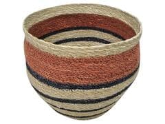 Panier à Fines Rayures Bleues Grande Jute Kasa