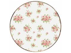 Plat à Servir Rond Porcelaine et Bois Fleurs Blanc Kasa 38 cm