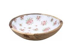 Saladier Porcelaine et Bois Blanc Fleurie Kasa 30 cm