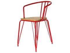 Chaise Rouge en Métal et Bois.
