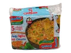 Lot de Nouilles Instantanées Goût Crevettes Indomie 5 unités de 85g.