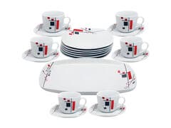 Service Vaisselle en Porcelaine New Era Rouge 19 Pièces