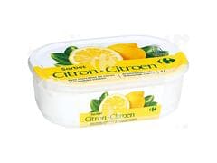 Sorbet au Citron Jaune en bac Carrefour 1L