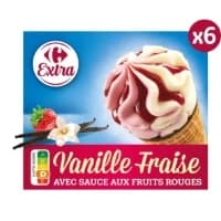 Glaces Cones Fraise Vanille Carrefour Extra