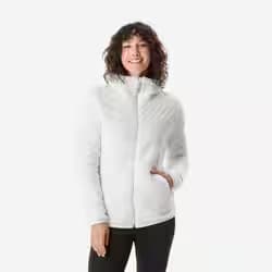 Polaire de randonnée chaude femme, NH500 blanc