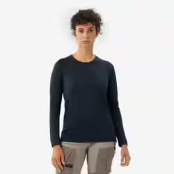 T-shirt manches longues en laine mérinos femme, Merino Resist bleu