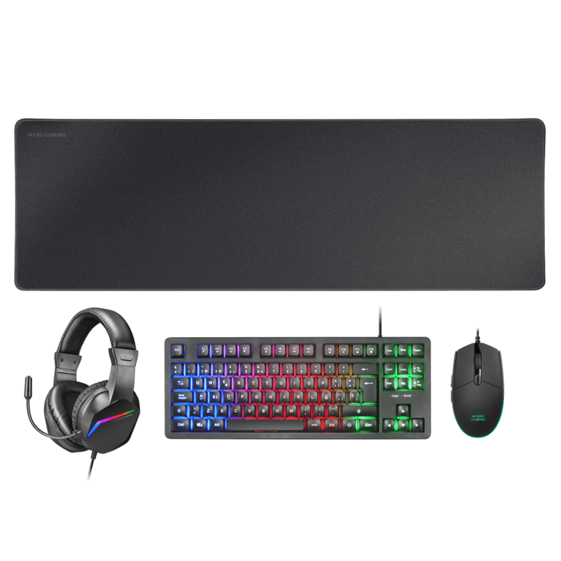 Pack Gaming Mcp-Rgb3fr 4in1 Rgb Black Mars Gaming