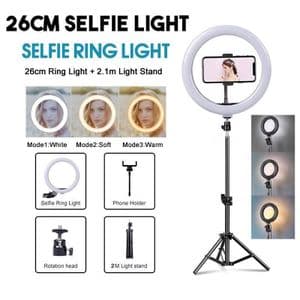 Astro Lighting Ring Light pour Makeup Artist YouTuber Live Video Photography 26 cm + trépied 2m