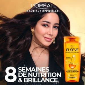 L'Oréal Paris Shampooing Nutrition Profonde - 8 Semaines de Nutrition & Brillance - Tous Types de Cheveux Secs - Enrichi en Huiles Rares de Marula & Camelia - Elseve Huile Extraordinaire - 300ml