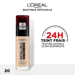 L'Oréal Paris Fond de Teint Fluide Infaillible 32h Fresh Wear - Tous Types de Peau - 020 Ivoire/Ivory